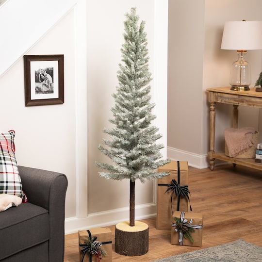 Northlight 4.5ft. Unlit Slim Flocked Norfolk Pine Artificial Christmas Tree